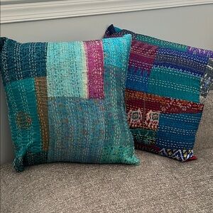 Patchwork Throw Pillow Set - Multicolor